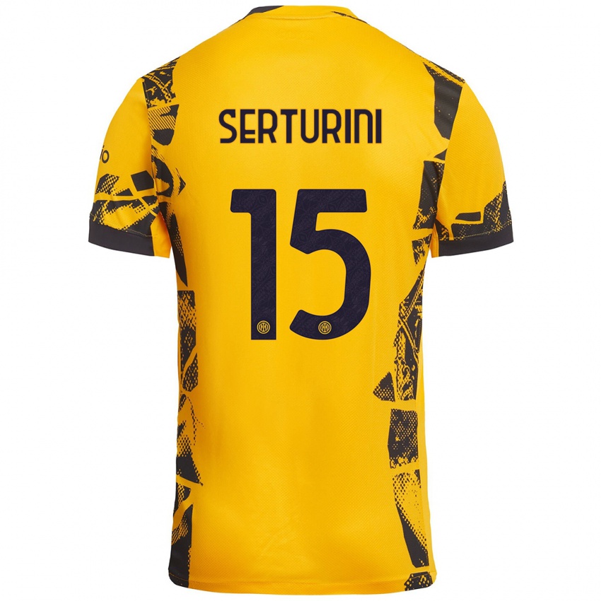 Niño Camiseta Annamaria Serturini #15 Dorado Negro Equipación Tercera 2024/25 La Camisa