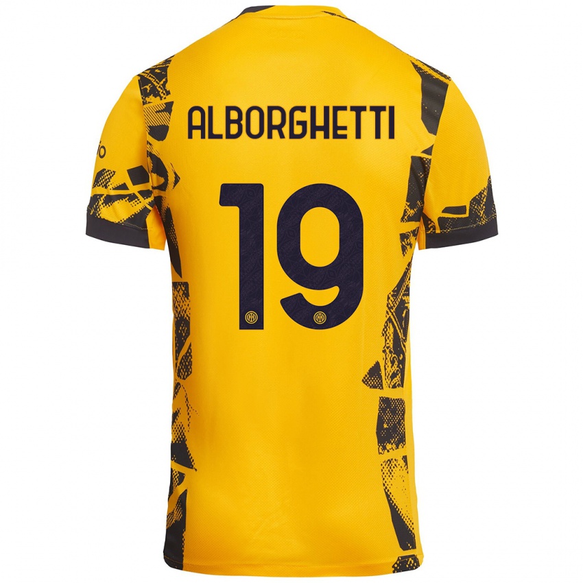 Niño Camiseta Lisa Alborghetti #19 Dorado Negro Equipación Tercera 2024/25 La Camisa