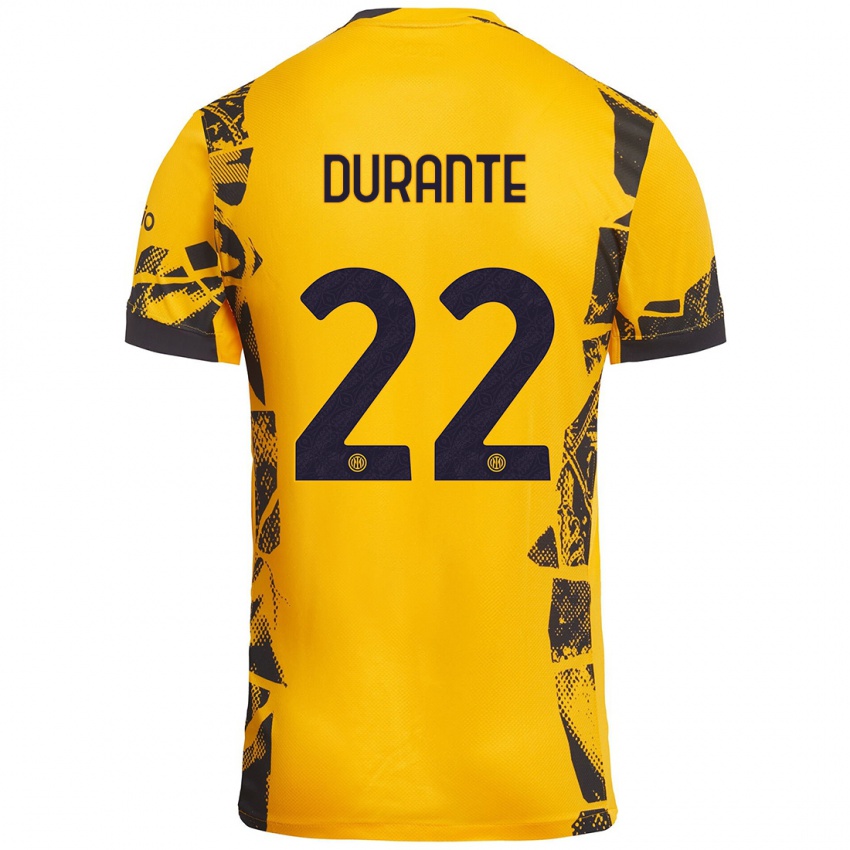 Niño Camiseta Francesca Durante #22 Dorado Negro Equipación Tercera 2024/25 La Camisa