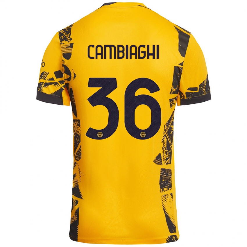 Niño Camiseta Michela Cambiaghi #36 Dorado Negro Equipación Tercera 2024/25 La Camisa