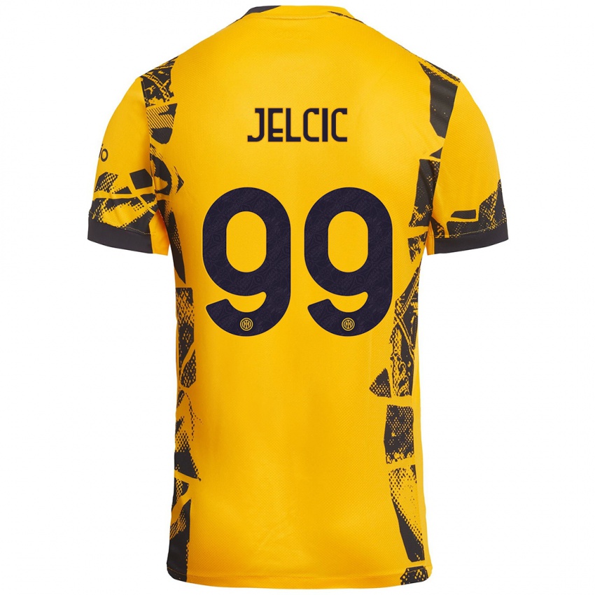 Niño Camiseta Maja Jelčić #99 Dorado Negro Equipación Tercera 2024/25 La Camisa