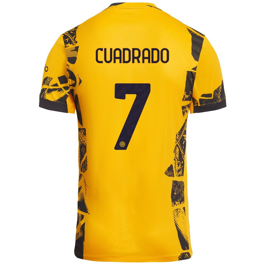 Niño Camiseta Juan Cuadrado #7 Dorado Negro Equipación Tercera 2024/25 La Camisa