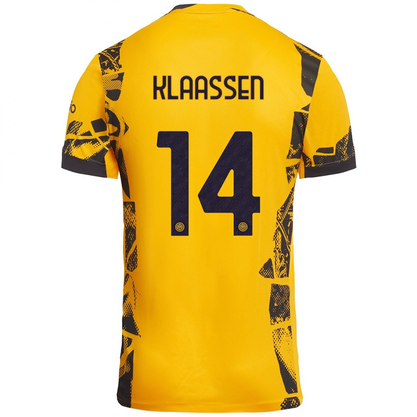 Niño Camiseta Davy Klaassen #14 Dorado Negro Equipación Tercera 2024/25 La Camisa