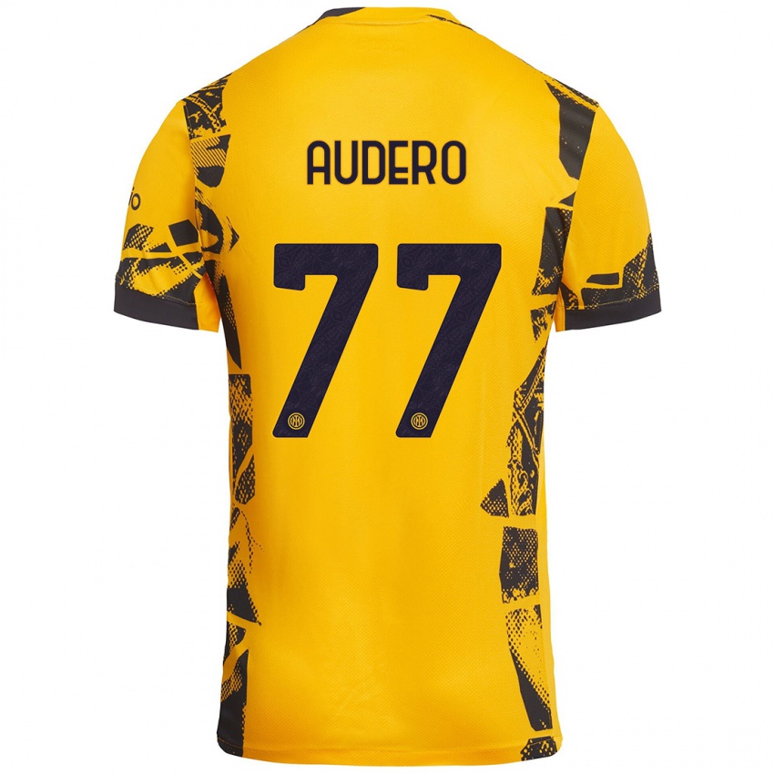 Niño Camiseta Emil Audero #77 Dorado Negro Equipación Tercera 2024/25 La Camisa