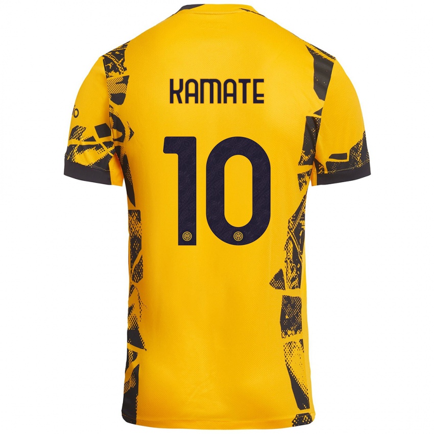 Niño Camiseta Issiaka Kamate #10 Dorado Negro Equipación Tercera 2024/25 La Camisa