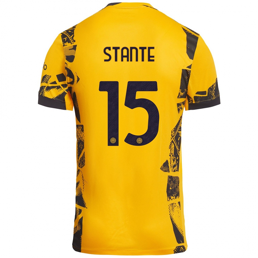 Niño Camiseta Francesco Stante #15 Dorado Negro Equipación Tercera 2024/25 La Camisa