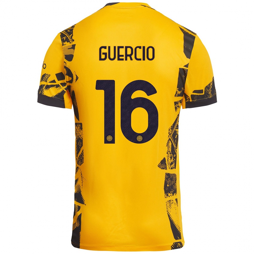 Niño Camiseta Tommaso Guercio #16 Dorado Negro Equipación Tercera 2024/25 La Camisa