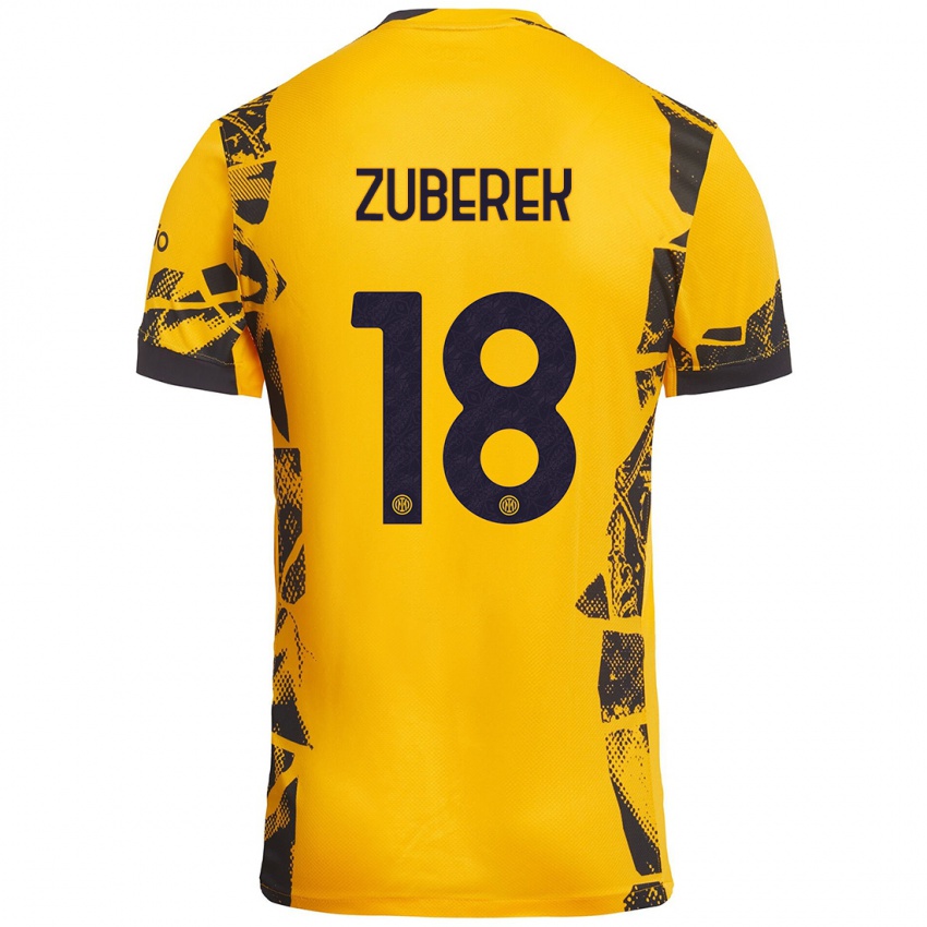 Niño Camiseta Jan Zuberek #18 Dorado Negro Equipación Tercera 2024/25 La Camisa