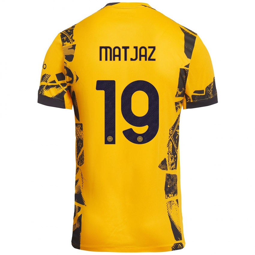 Niño Camiseta Samo Matjaz #19 Dorado Negro Equipación Tercera 2024/25 La Camisa