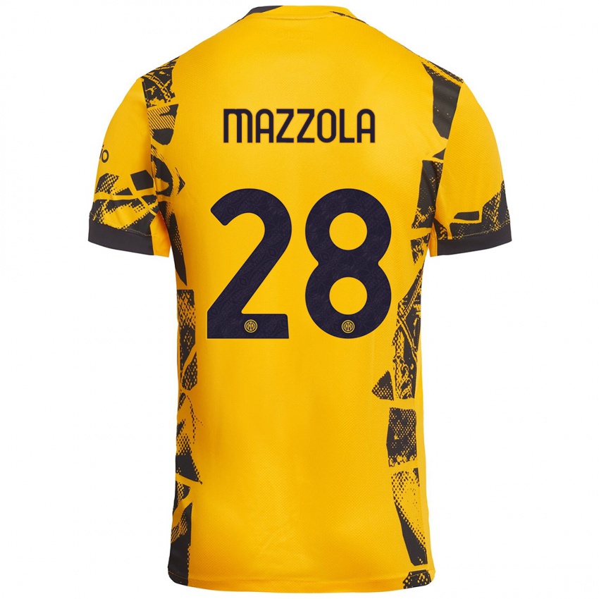 Niño Camiseta Giuseppe Mazzola #28 Dorado Negro Equipación Tercera 2024/25 La Camisa