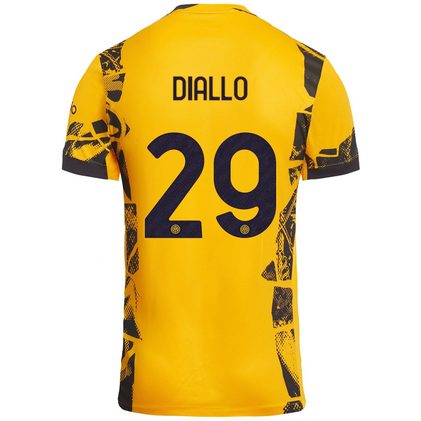 Niño Camiseta Oumar Diallo #29 Dorado Negro Equipación Tercera 2024/25 La Camisa