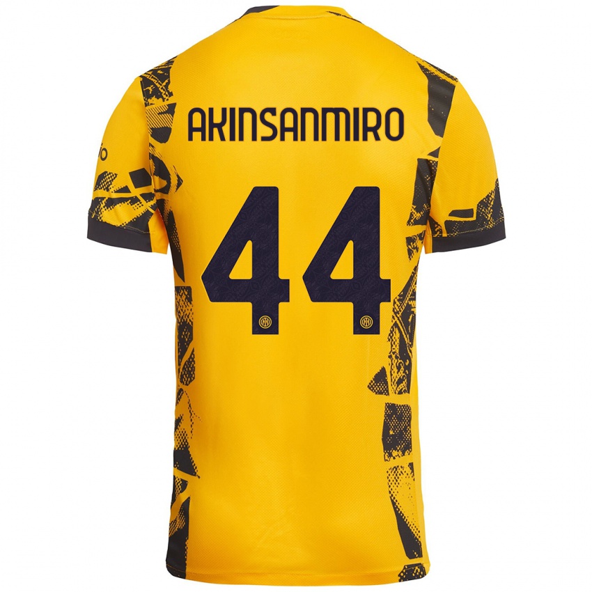 Niño Camiseta Ebenezer Akinsanmiro #44 Dorado Negro Equipación Tercera 2024/25 La Camisa