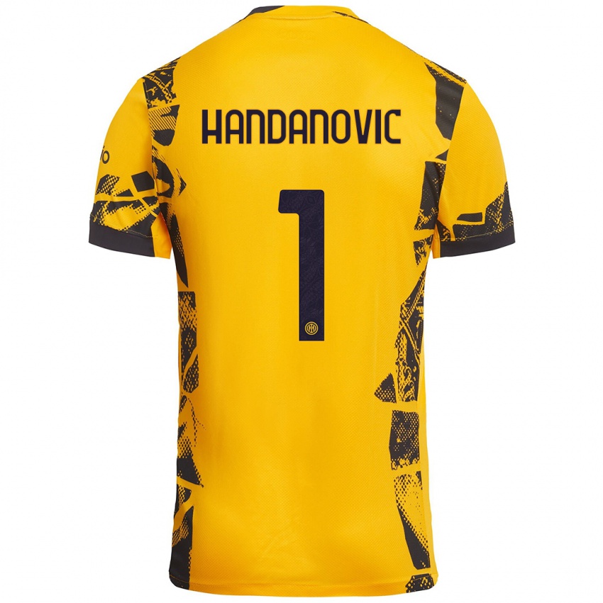 Niño Camiseta Samir Handanovic #1 Dorado Negro Equipación Tercera 2024/25 La Camisa