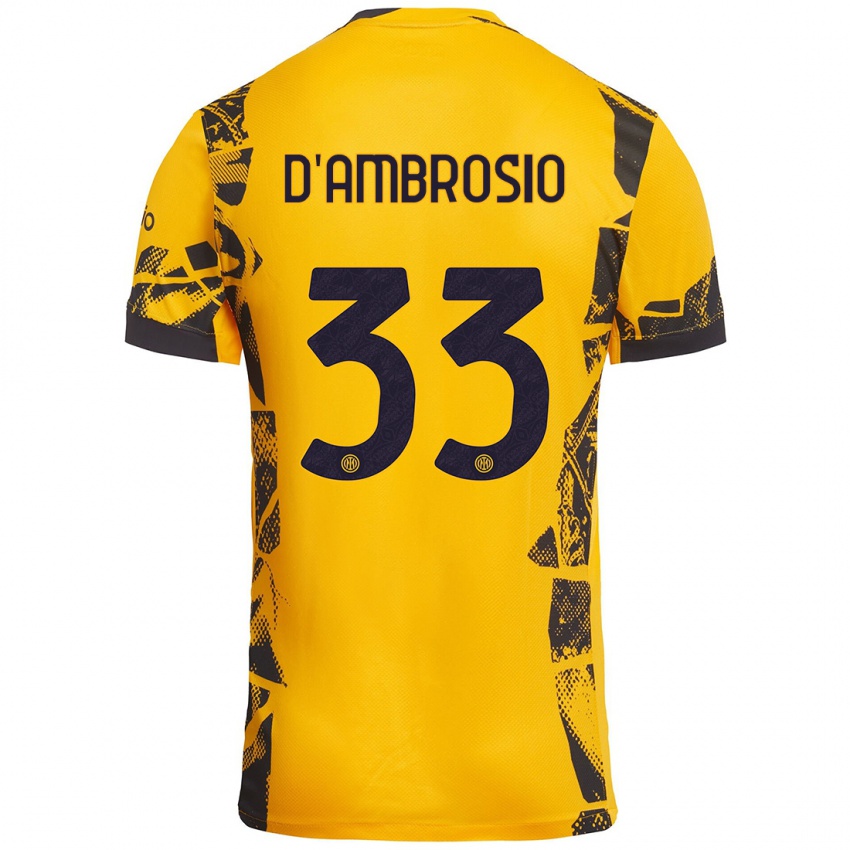 Niño Camiseta Danilo D'ambrosio #33 Dorado Negro Equipación Tercera 2024/25 La Camisa