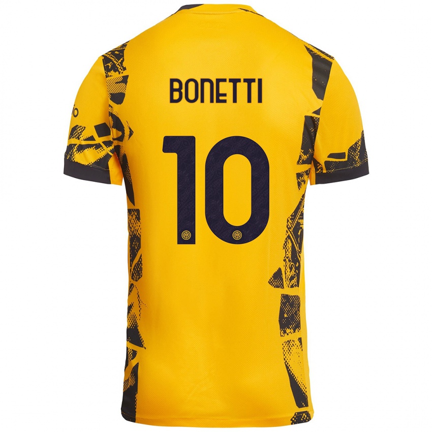 Niño Camiseta Tatiana Bonetti #10 Dorado Negro Equipación Tercera 2024/25 La Camisa