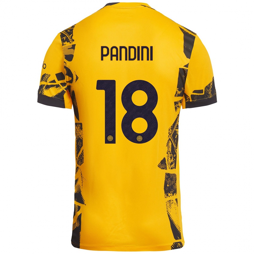 Niño Camiseta Marta Pandini #18 Dorado Negro Equipación Tercera 2024/25 La Camisa