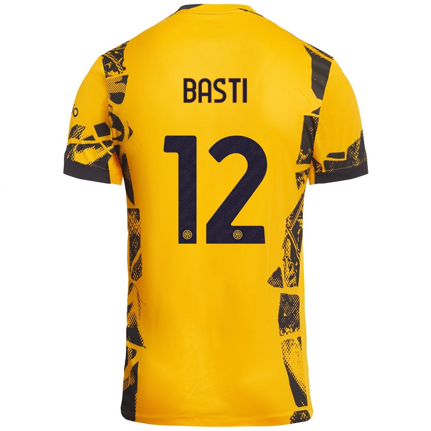 Niño Camiseta Matteo Basti #12 Dorado Negro Equipación Tercera 2024/25 La Camisa