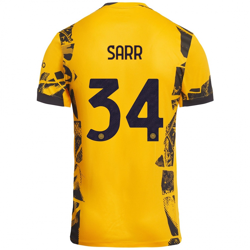 Niño Camiseta Amadou Sarr #34 Dorado Negro Equipación Tercera 2024/25 La Camisa