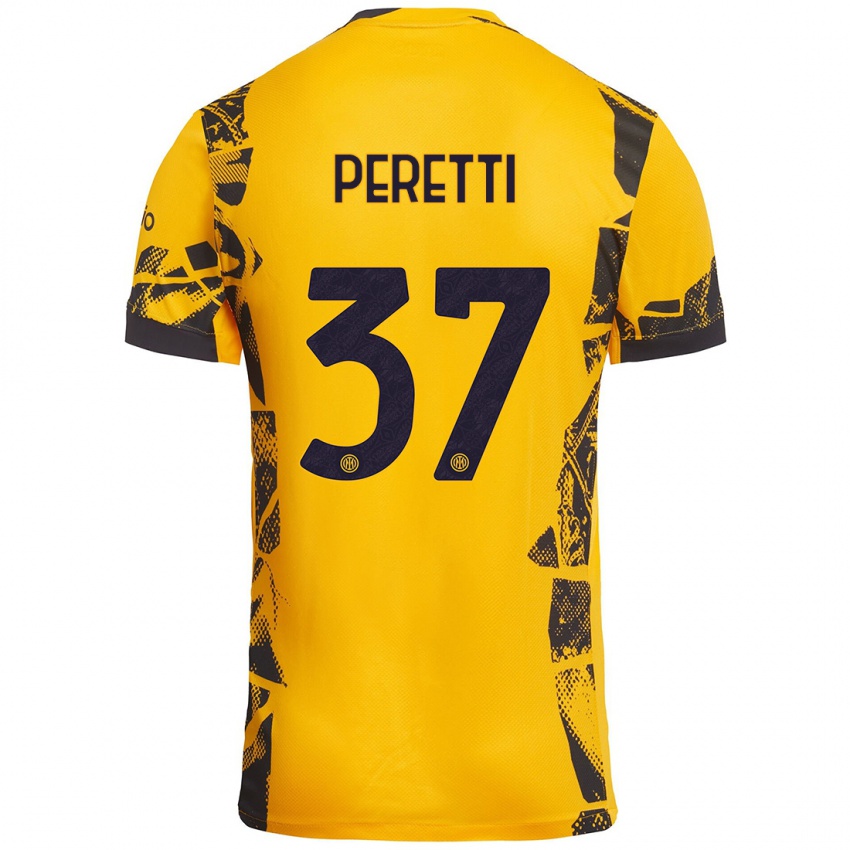 Niño Camiseta Lorenzo Peretti #37 Dorado Negro Equipación Tercera 2024/25 La Camisa