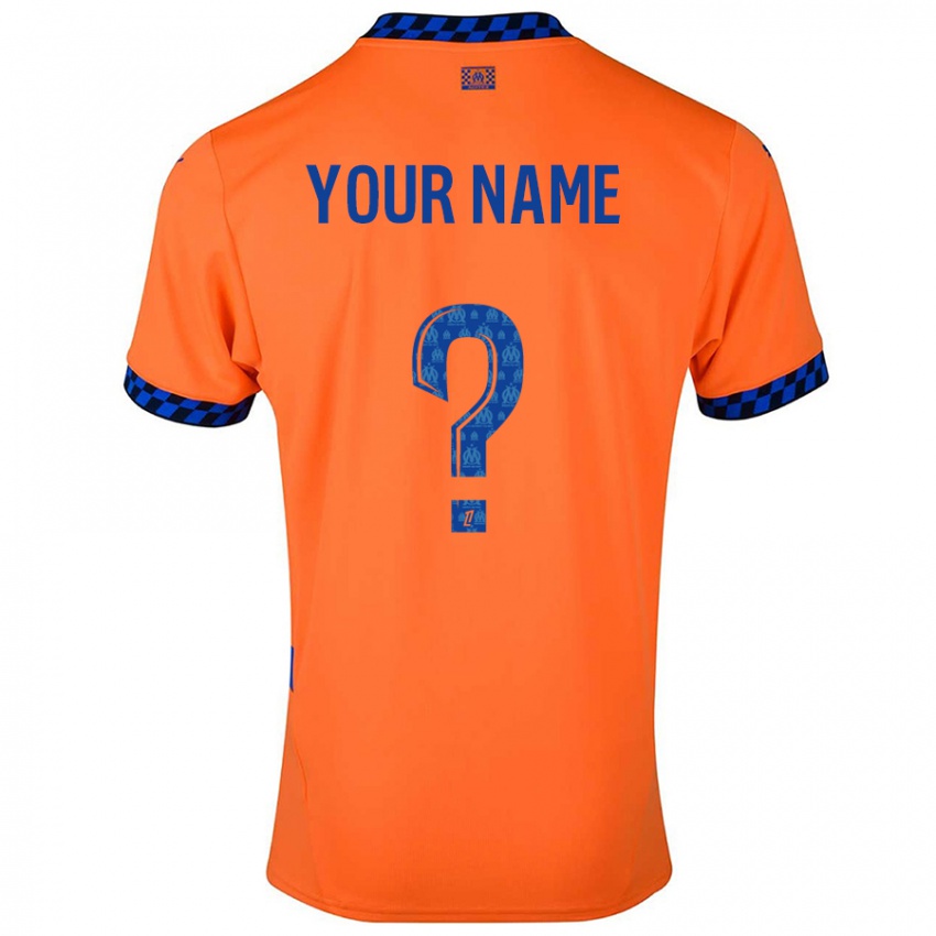 Niño Camiseta Su Nombre #0 Naranja Azul Oscuro Equipación Tercera 2024/25 La Camisa