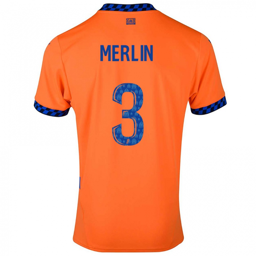 Niño Camiseta Quentin Merlin #3 Naranja Azul Oscuro Equipación Tercera 2024/25 La Camisa