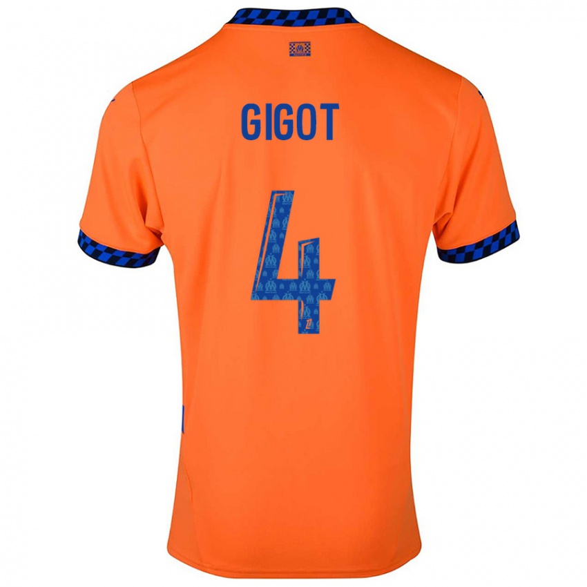 Niño Camiseta Samuel Gigot #4 Naranja Azul Oscuro Equipación Tercera 2024/25 La Camisa