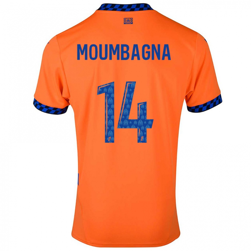 Niño Camiseta Faris Moumbagna #14 Naranja Azul Oscuro Equipación Tercera 2024/25 La Camisa