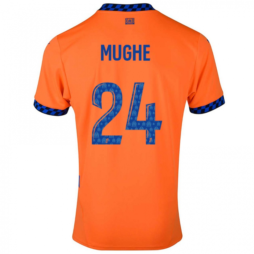 Niño Camiseta François Mughe #24 Naranja Azul Oscuro Equipación Tercera 2024/25 La Camisa