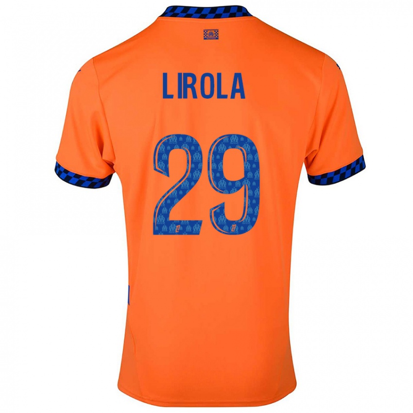 Niño Camiseta Pol Lirola #29 Naranja Azul Oscuro Equipación Tercera 2024/25 La Camisa