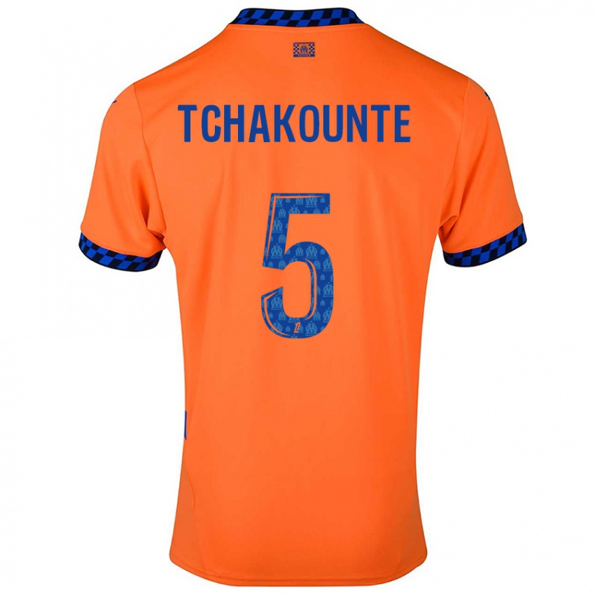 Niño Camiseta Annaëlle Tchakounté #5 Naranja Azul Oscuro Equipación Tercera 2024/25 La Camisa