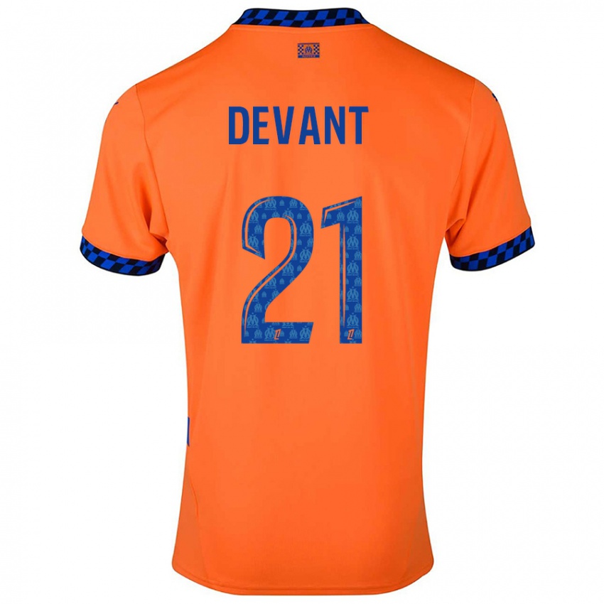 Niño Camiseta Caroline Devant #21 Naranja Azul Oscuro Equipación Tercera 2024/25 La Camisa