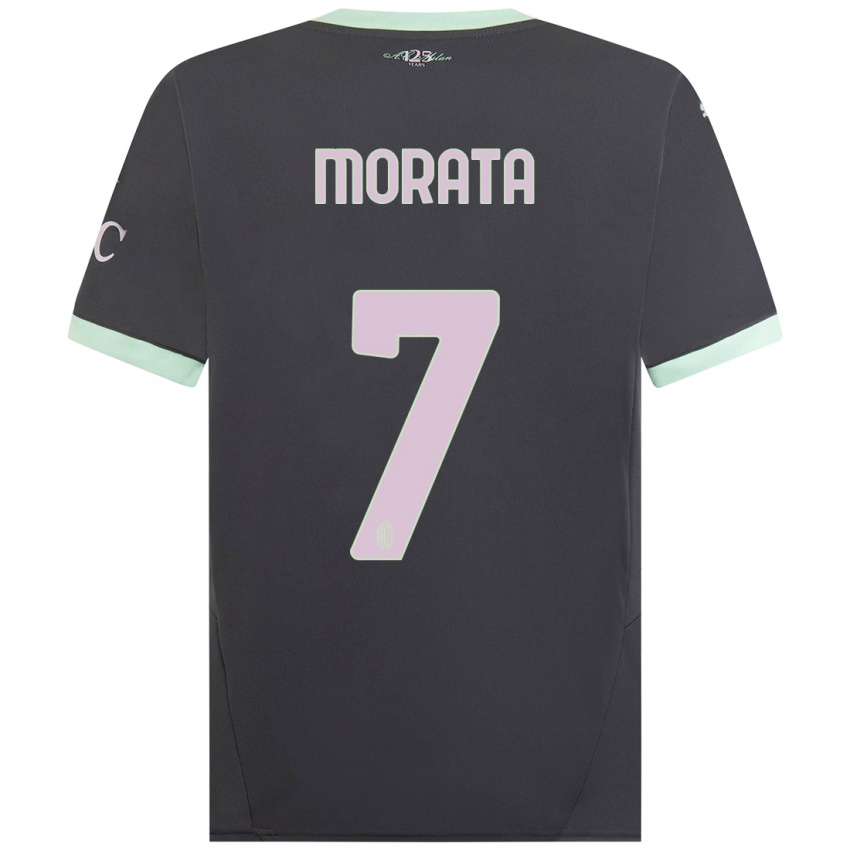 Niño Camiseta Alvaro Morata #7 Gris Equipación Tercera 2024/25 La Camisa