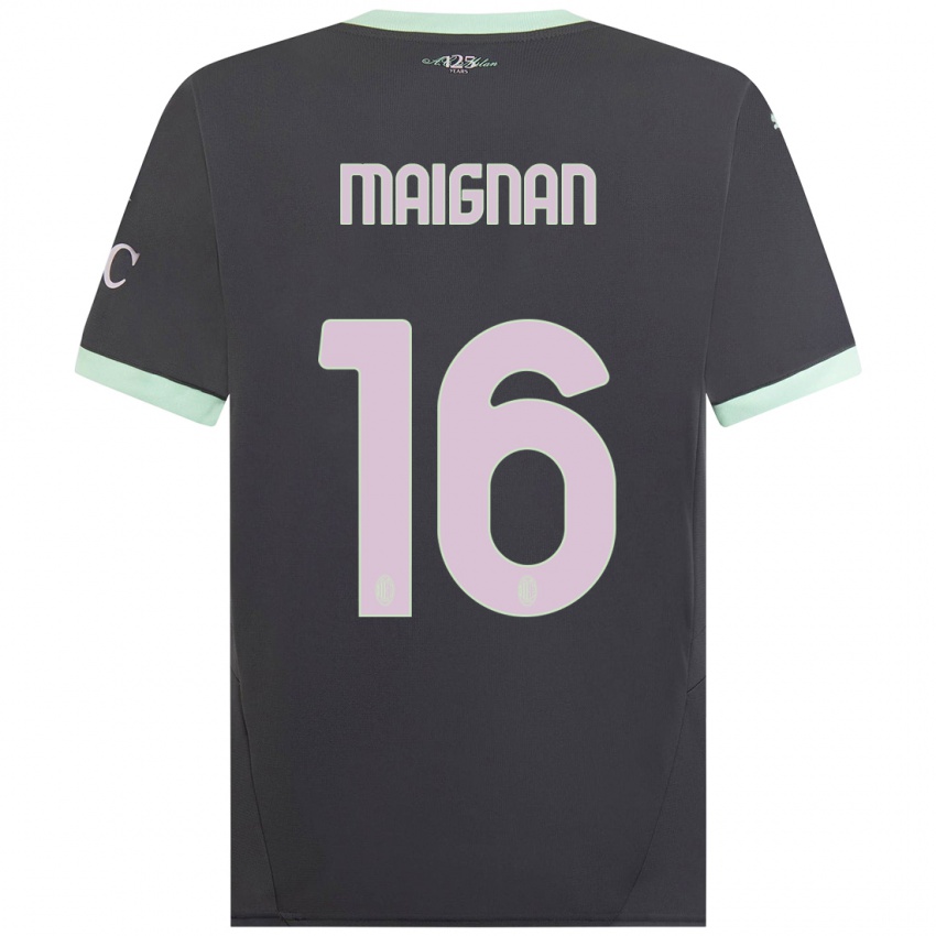 Niño Camiseta Mike Maignan #16 Gris Equipación Tercera 2024/25 La Camisa