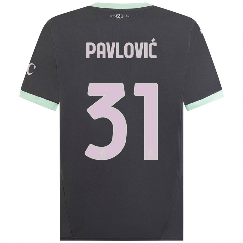 Niño Camiseta Strahinja Pavlović #31 Gris Equipación Tercera 2024/25 La Camisa