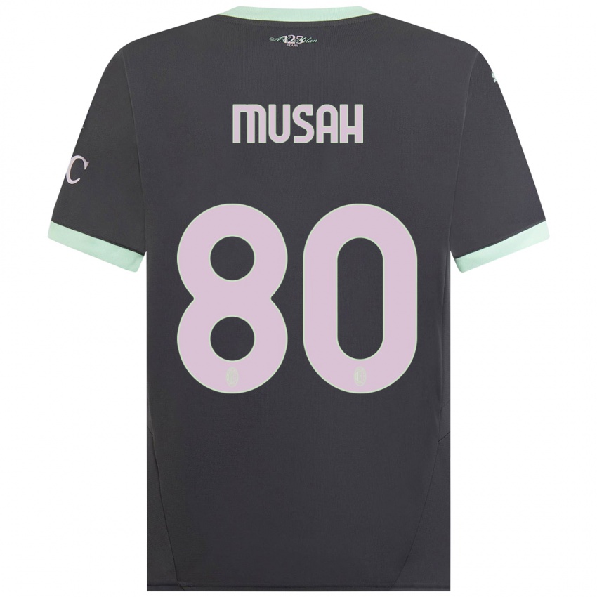 Niño Camiseta Yunus Musah #80 Gris Equipación Tercera 2024/25 La Camisa