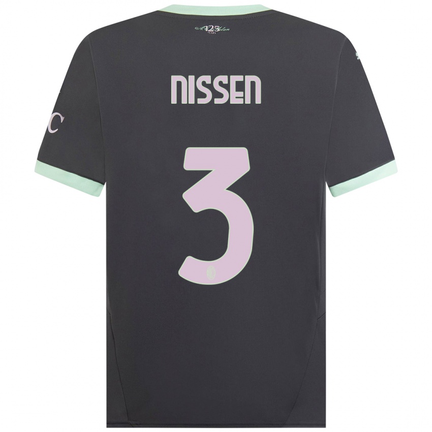 Niño Camiseta Fredrik Nissen #3 Gris Equipación Tercera 2024/25 La Camisa