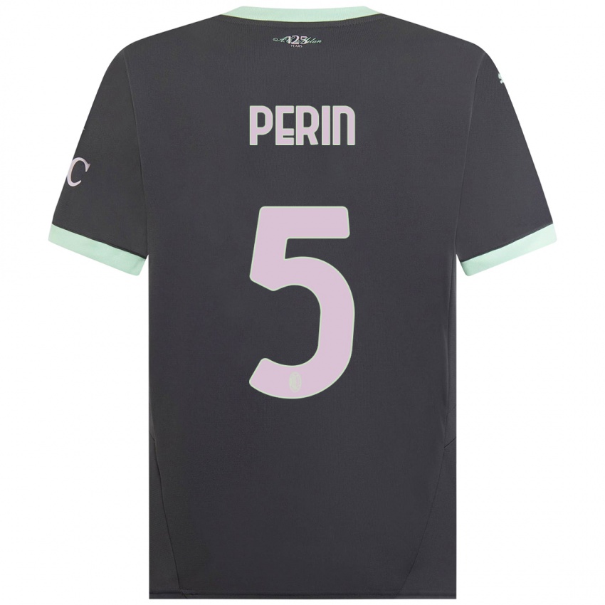 Niño Camiseta Ernesto Perin #5 Gris Equipación Tercera 2024/25 La Camisa