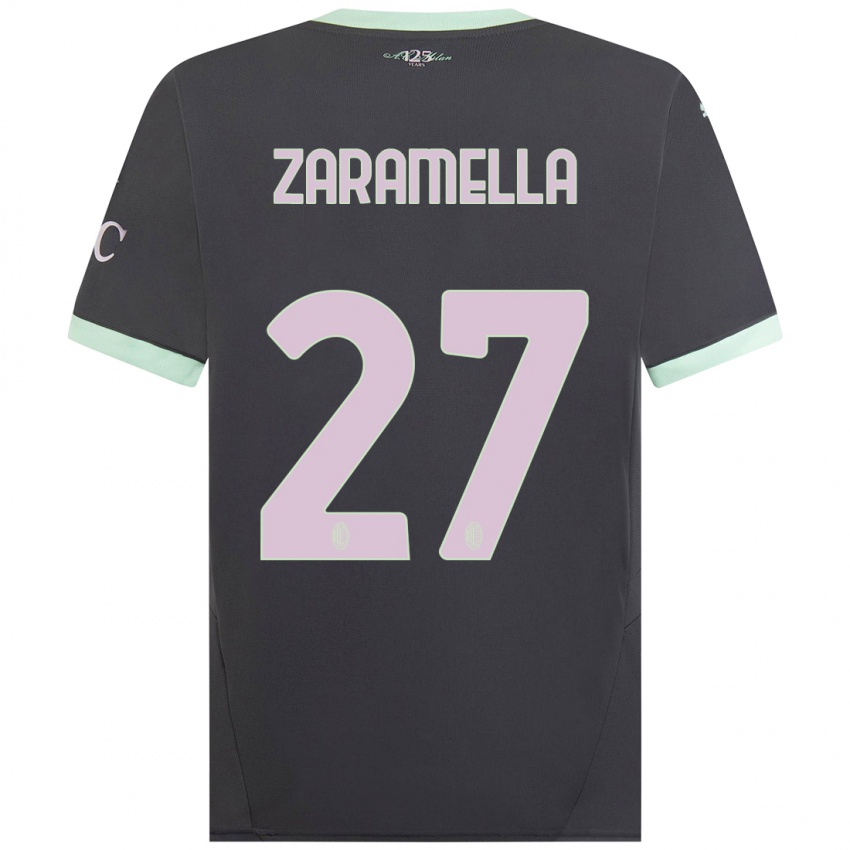 Niño Camiseta Mattia Zaramella #27 Gris Equipación Tercera 2024/25 La Camisa