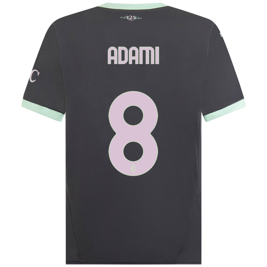 Niño Camiseta Greta Adami #8 Gris Equipación Tercera 2024/25 La Camisa