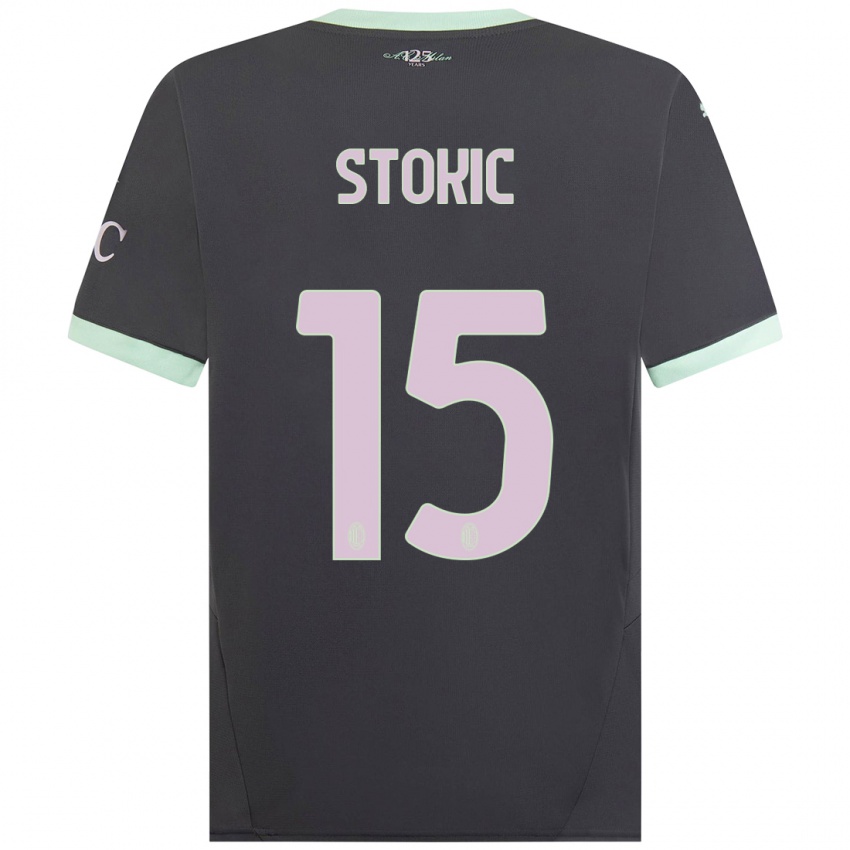 Niño Camiseta Sara Stokić #15 Gris Equipación Tercera 2024/25 La Camisa