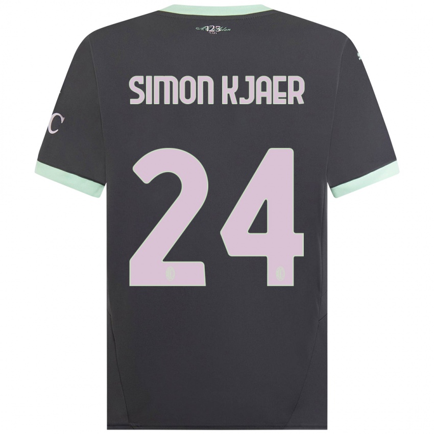 Niño Camiseta Simon Kjaer #24 Gris Equipación Tercera 2024/25 La Camisa