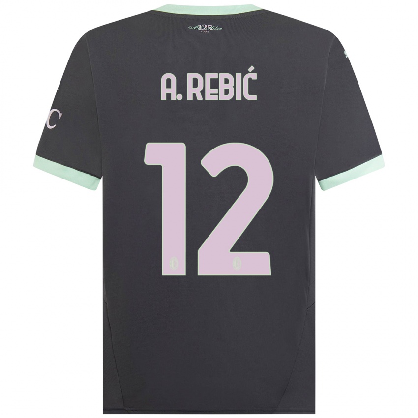 Niño Camiseta Ante Rebic #12 Gris Equipación Tercera 2024/25 La Camisa