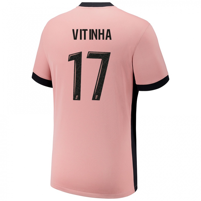 Niño Camiseta Vitinha #17 Rosa Óxido Equipación Tercera 2024/25 La Camisa