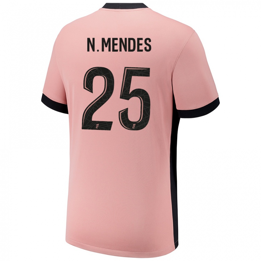 Niño Camiseta Nuno Mendes #25 Rosa Óxido Equipación Tercera 2024/25 La Camisa