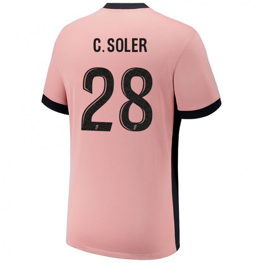 Niño Camiseta Carlos Soler #28 Rosa Óxido Equipación Tercera 2024/25 La Camisa