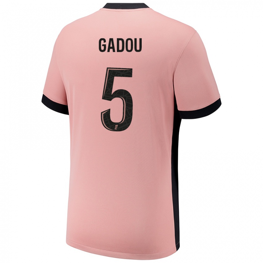 Niño Camiseta Joane Gadou #5 Rosa Óxido Equipación Tercera 2024/25 La Camisa