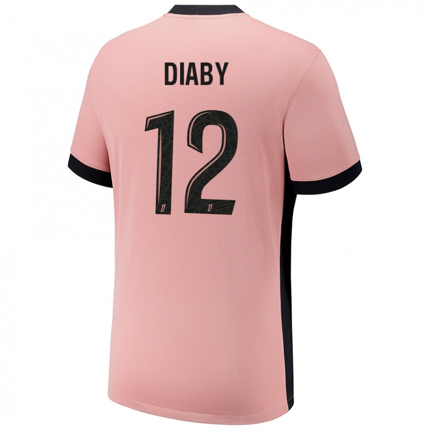 Niño Camiseta Ibrahima Diaby #12 Rosa Óxido Equipación Tercera 2024/25 La Camisa