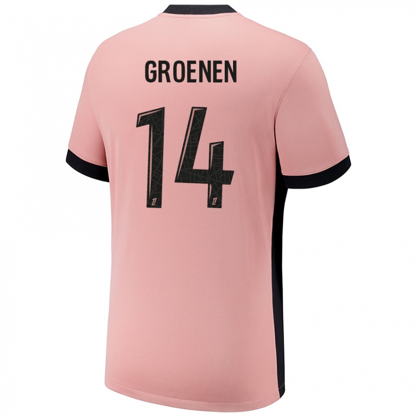 Niño Camiseta Jackie Groenen #14 Rosa Óxido Equipación Tercera 2024/25 La Camisa