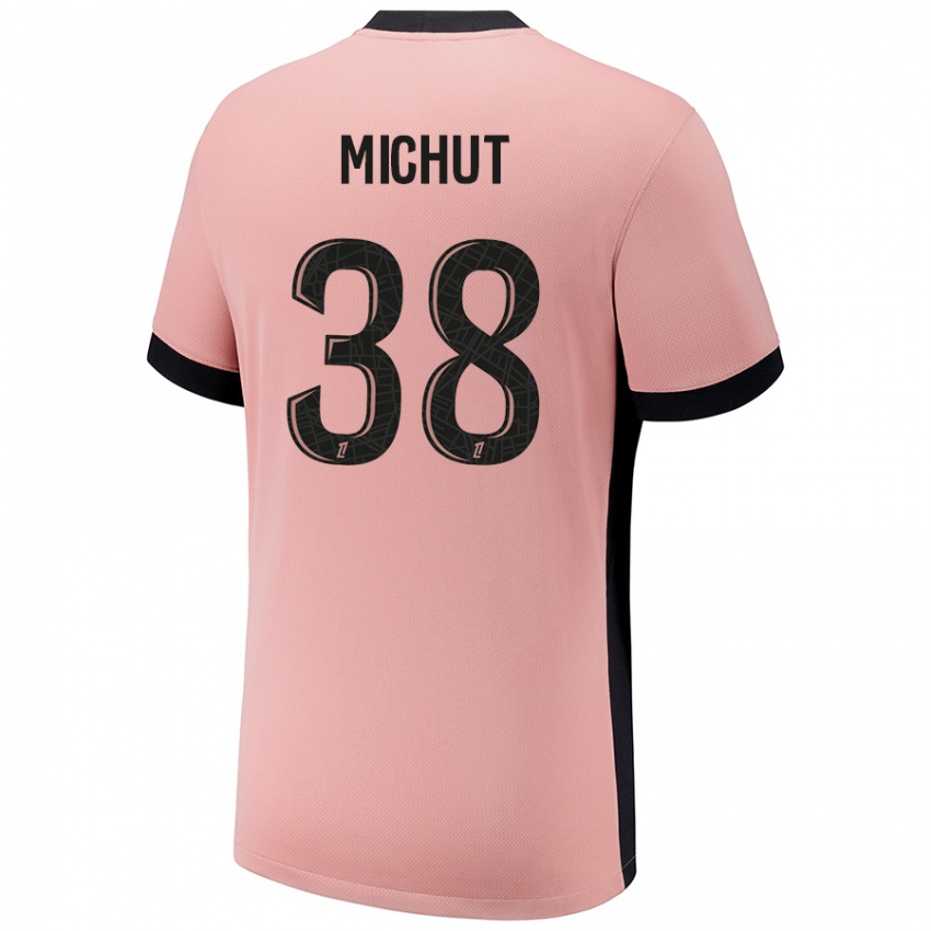 Niño Camiseta Edouard Michut #38 Rosa Óxido Equipación Tercera 2024/25 La Camisa