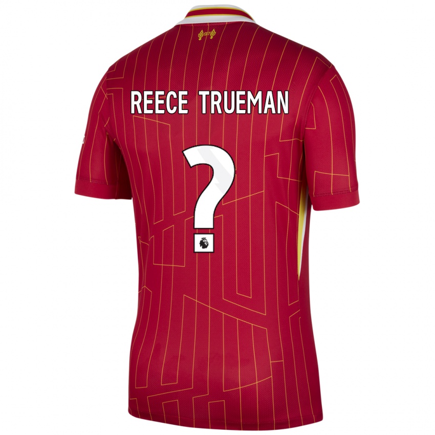 Hombre Camiseta Reece Trueman #0 Rojo Amarillo Blanco 1ª Equipación 2024/25 La Camisa